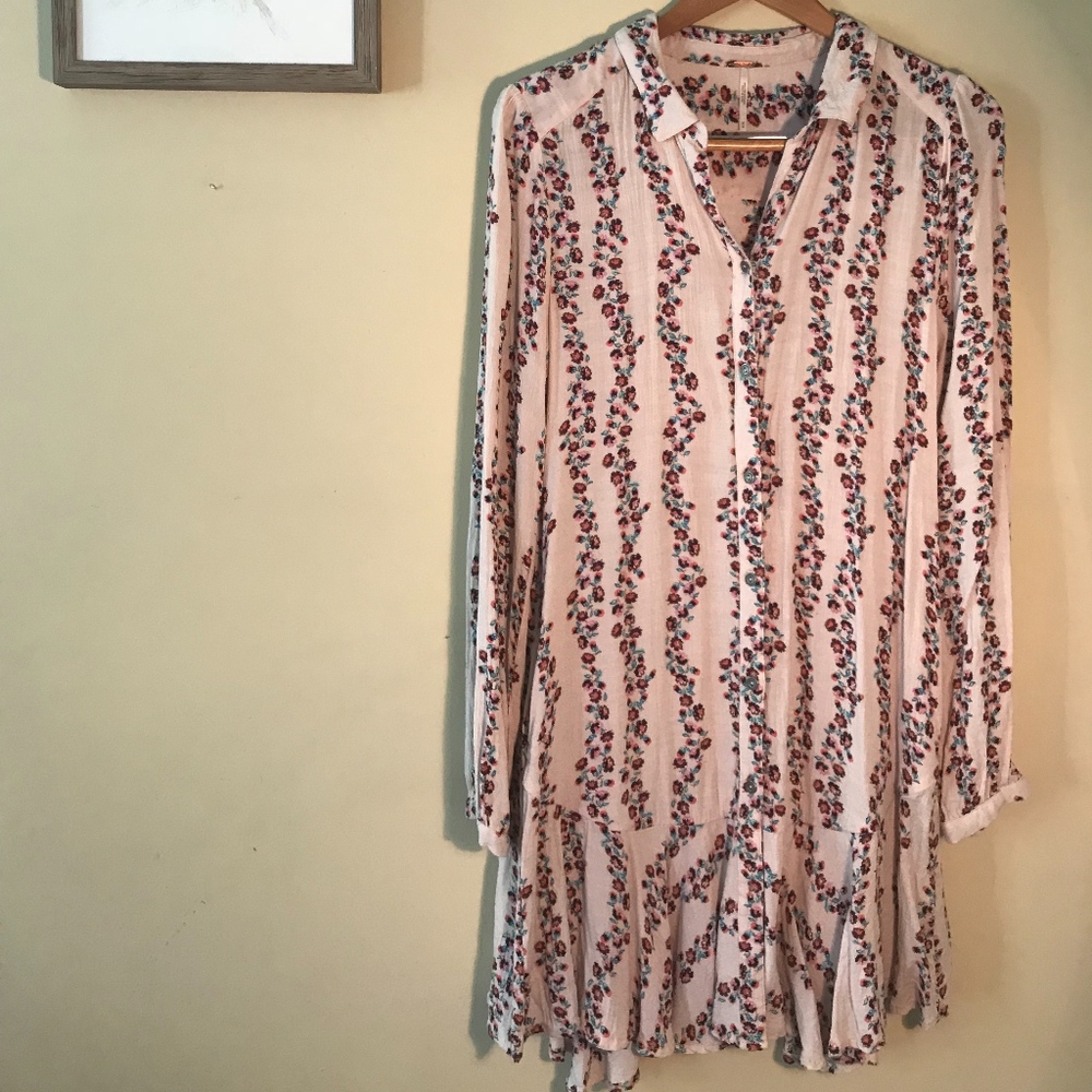 Floral Button Down Shirt Dress - Free People